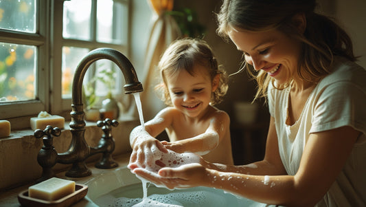 Family gentle care products including natural soaps and wellness tools for safe home use