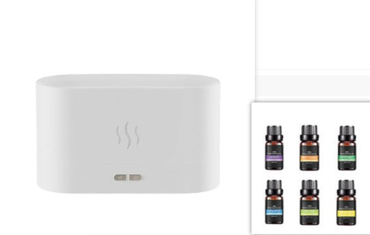 Flame effect aroma diffuser with ultrasonic mist technology, LED flame effect aroma diffuser with auto-shutoff safety, Whisper-quiet flame effect aroma diffuser for bedroom