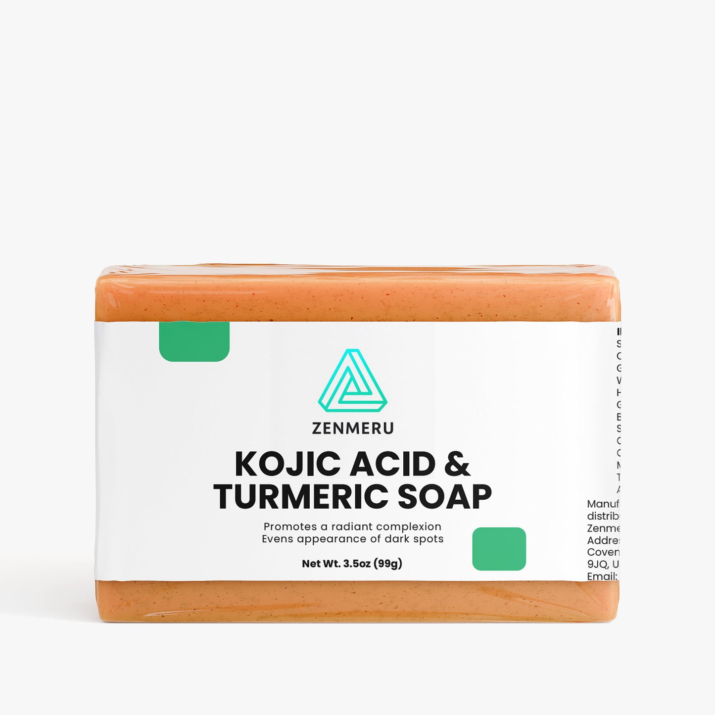 Natural kojic acid turmeric soap bar with organic shea butter and brightening ingredients