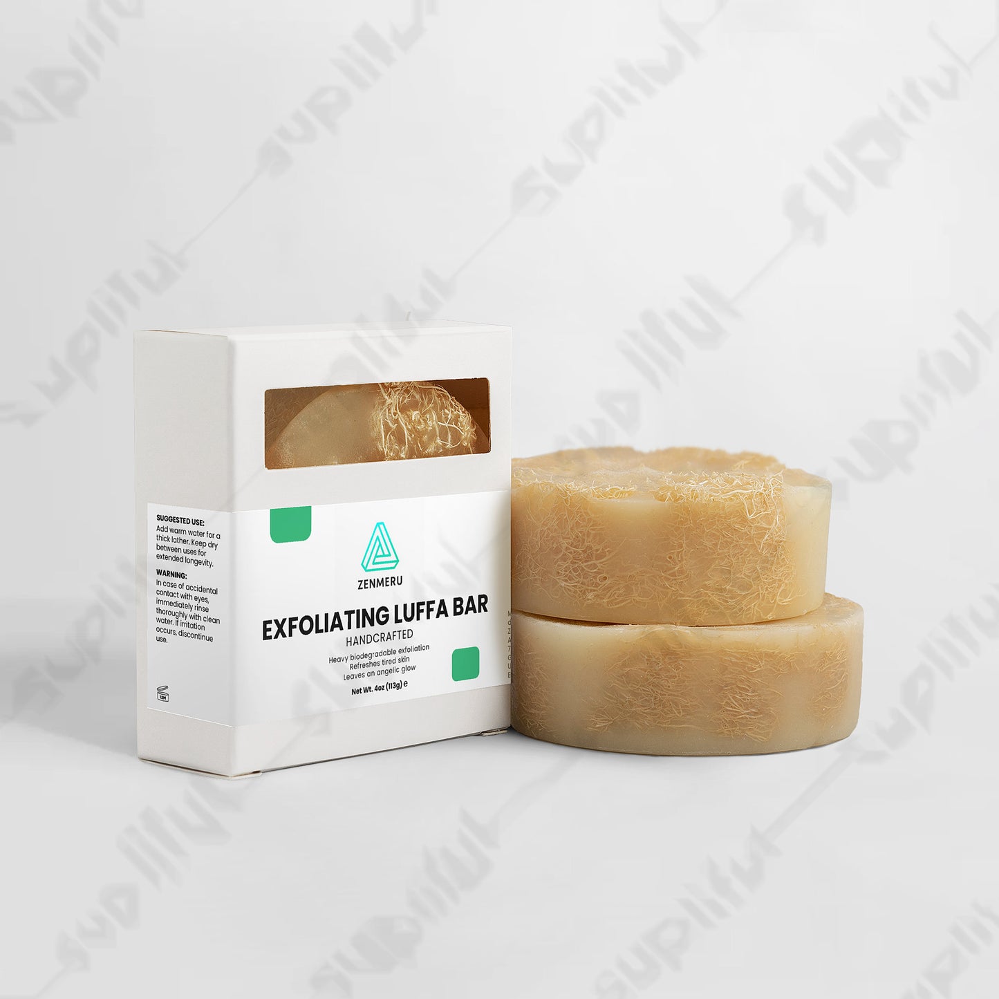 Natural exfoliating luffa bar with hemp extract and tea tree essential oil