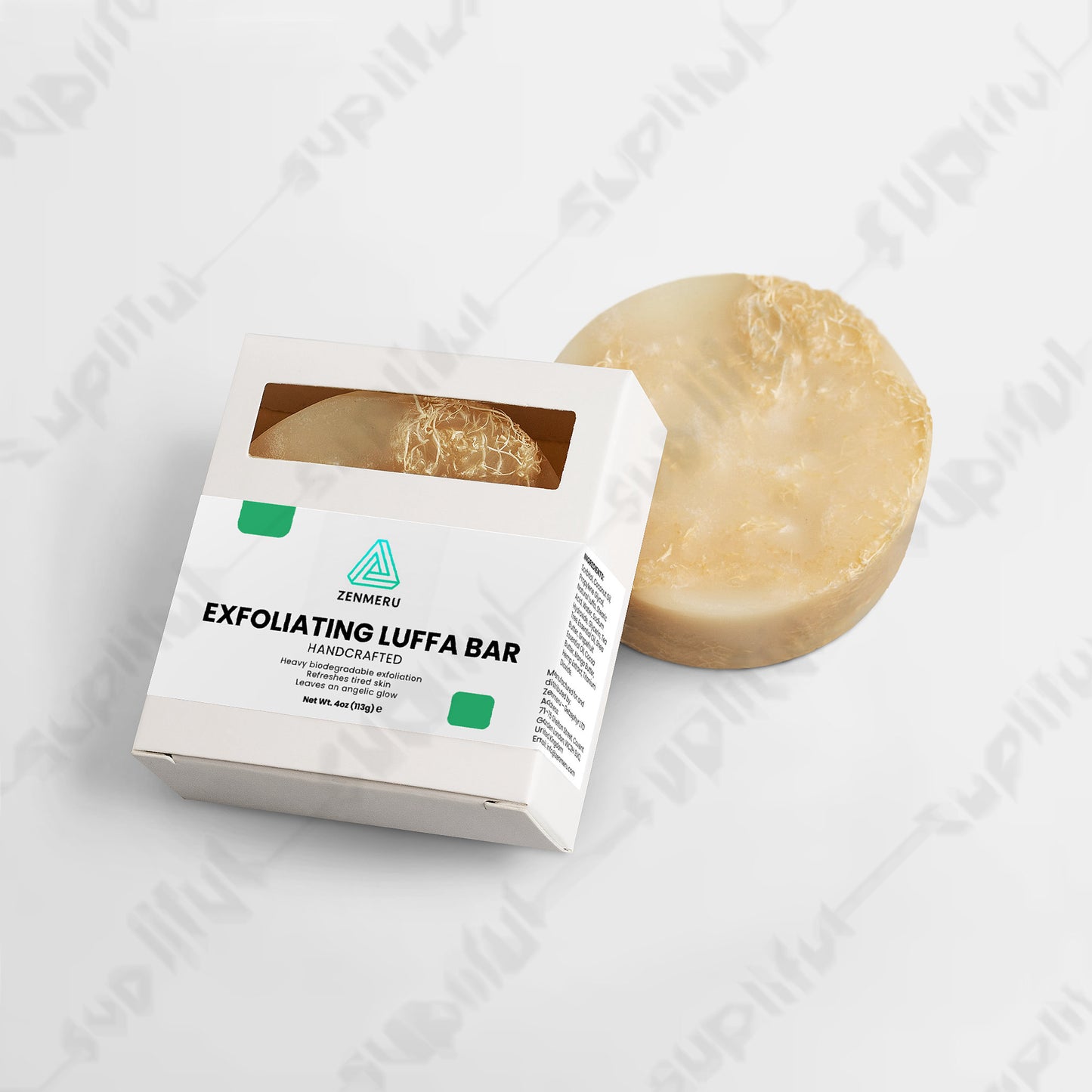 Natural exfoliating luffa bar with hemp extract and tea tree essential oil