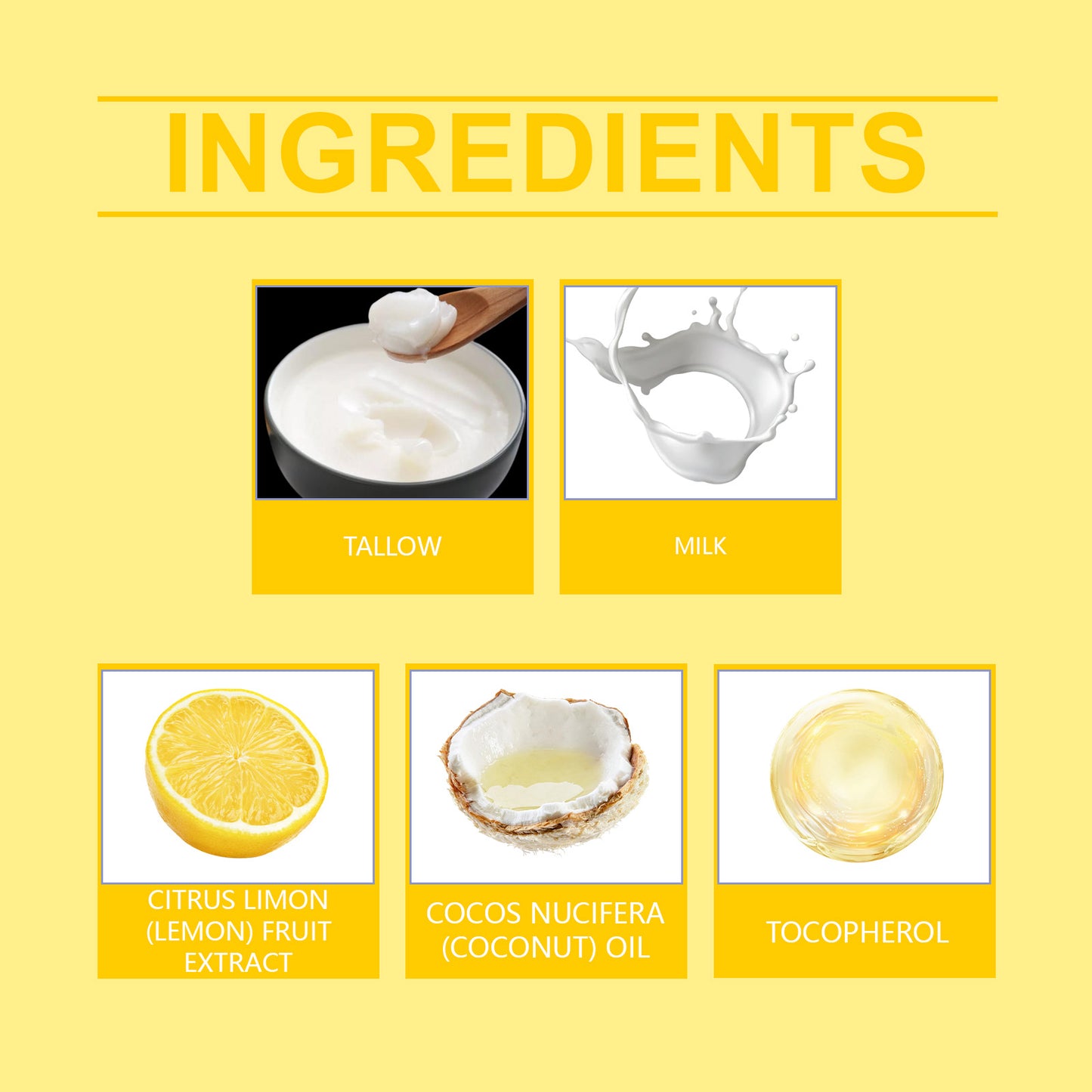 Milk tallow soap bar with lemon extract for gentle skin cleansing