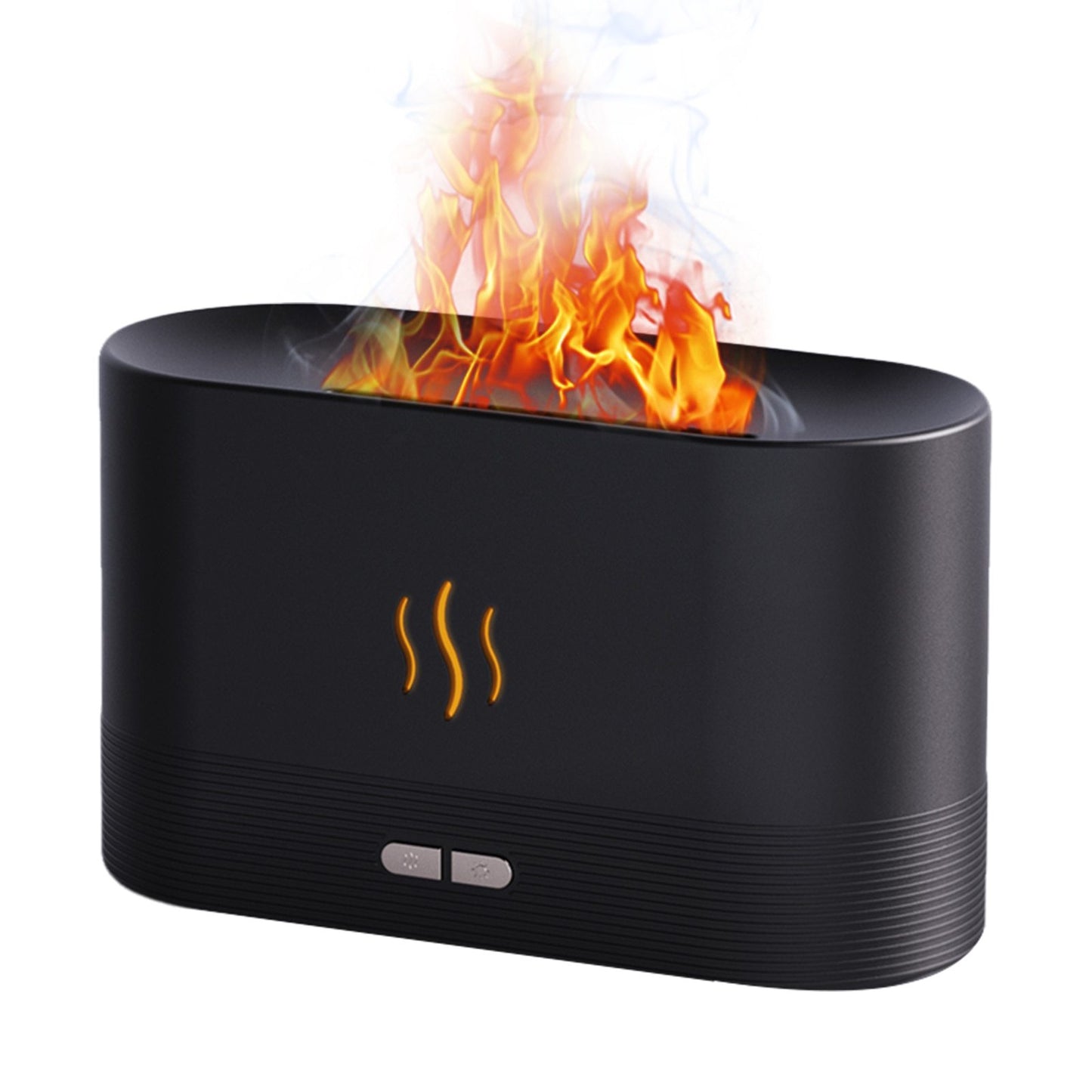 Flame effect aroma diffuser with ultrasonic mist technology, LED flame effect aroma diffuser with auto-shutoff safety, Whisper-quiet flame effect aroma diffuser for bedroom