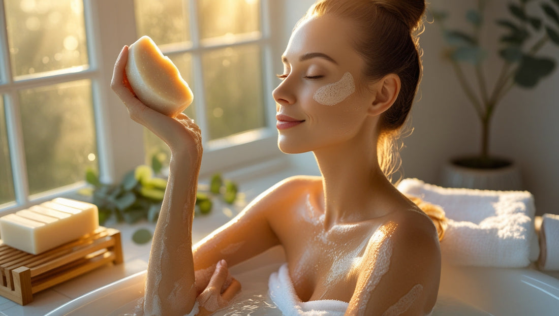 Natural exfoliating body bars with luffa and oat ingredients for smooth skin renewal