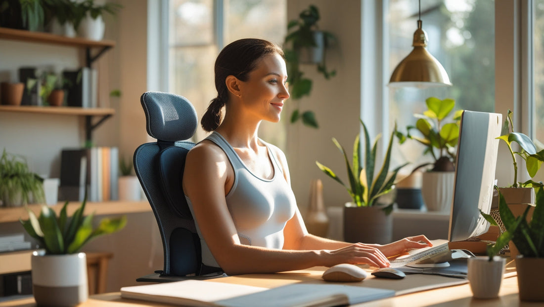 Person using posture & back health support tools for spinal alignment and daily comfort