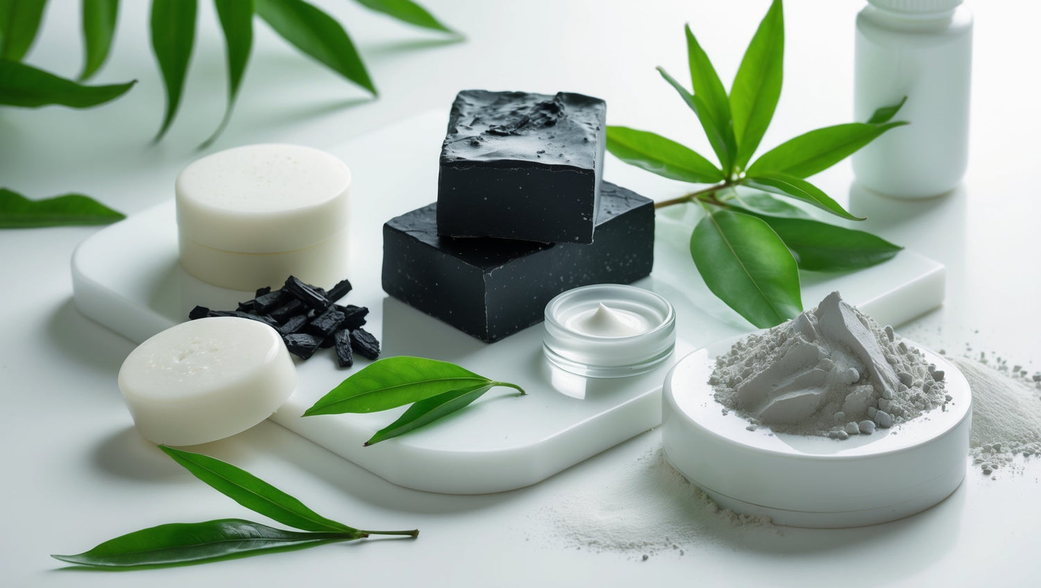 Acne problem skin care collection with natural treatment cleansing soaps