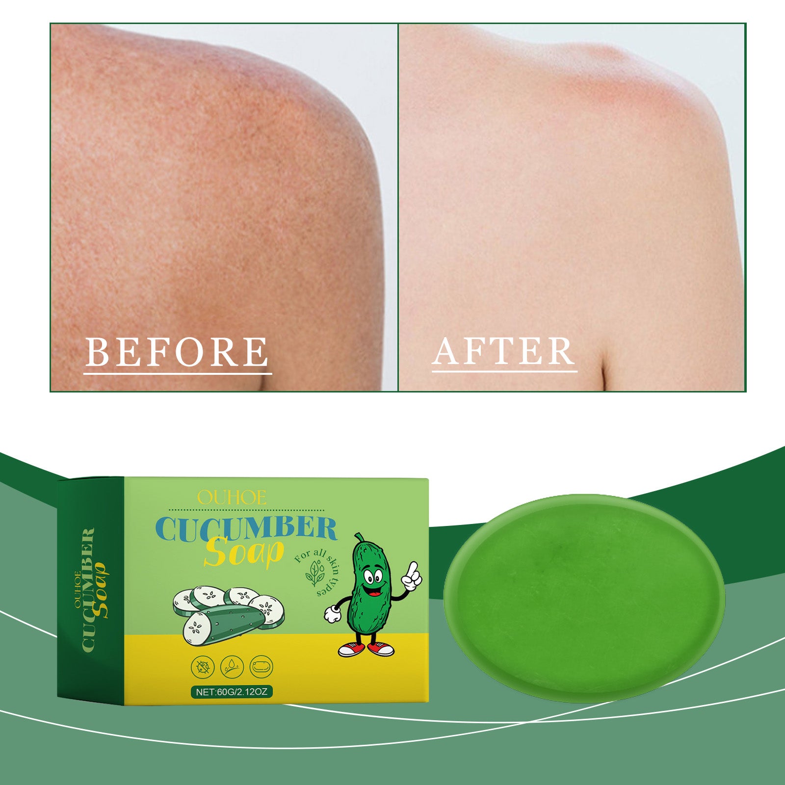 Cucumber Cleansing Soap bar for refreshing face and body care