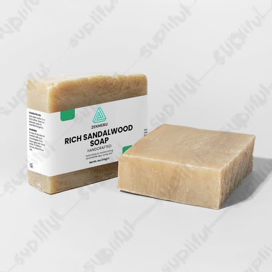 Luxurious rich sandalwood soap bar with organic oils and shea butter for sensitive skin