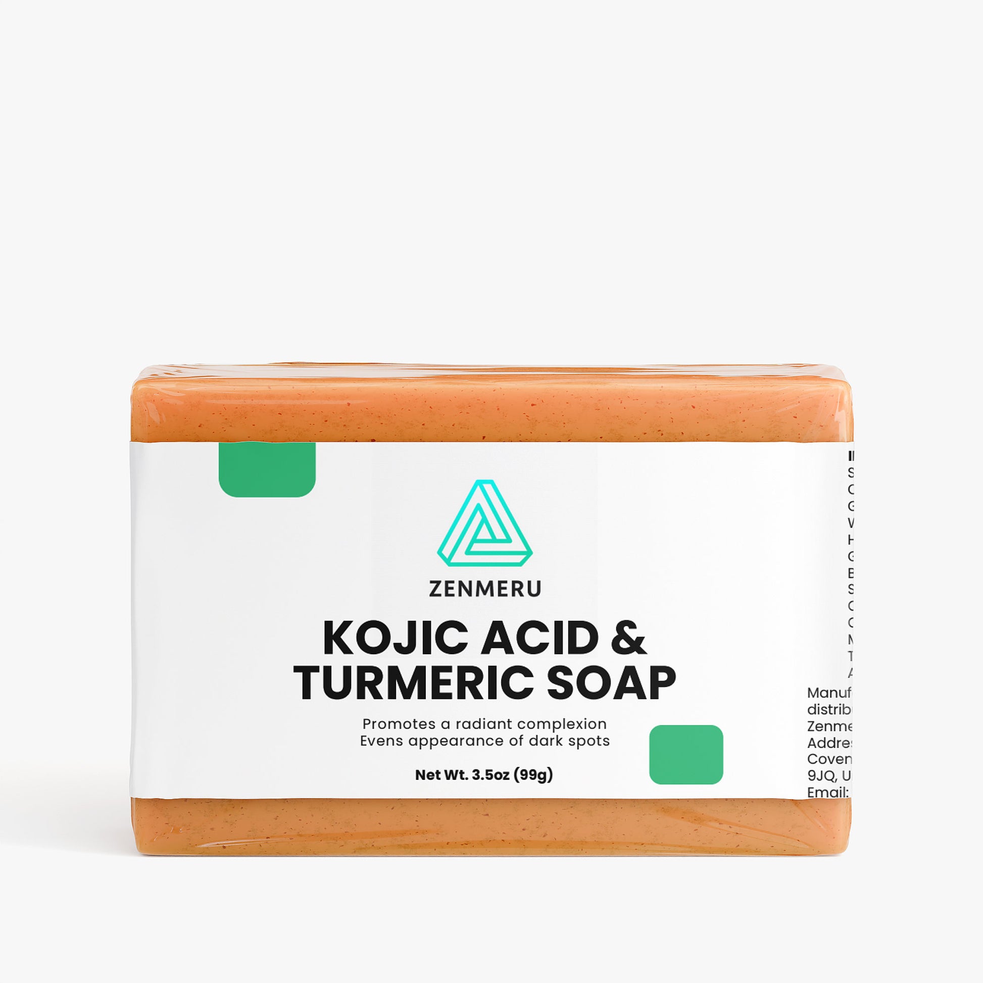 Natural kojic acid turmeric soap bar with organic shea butter and brightening ingredients