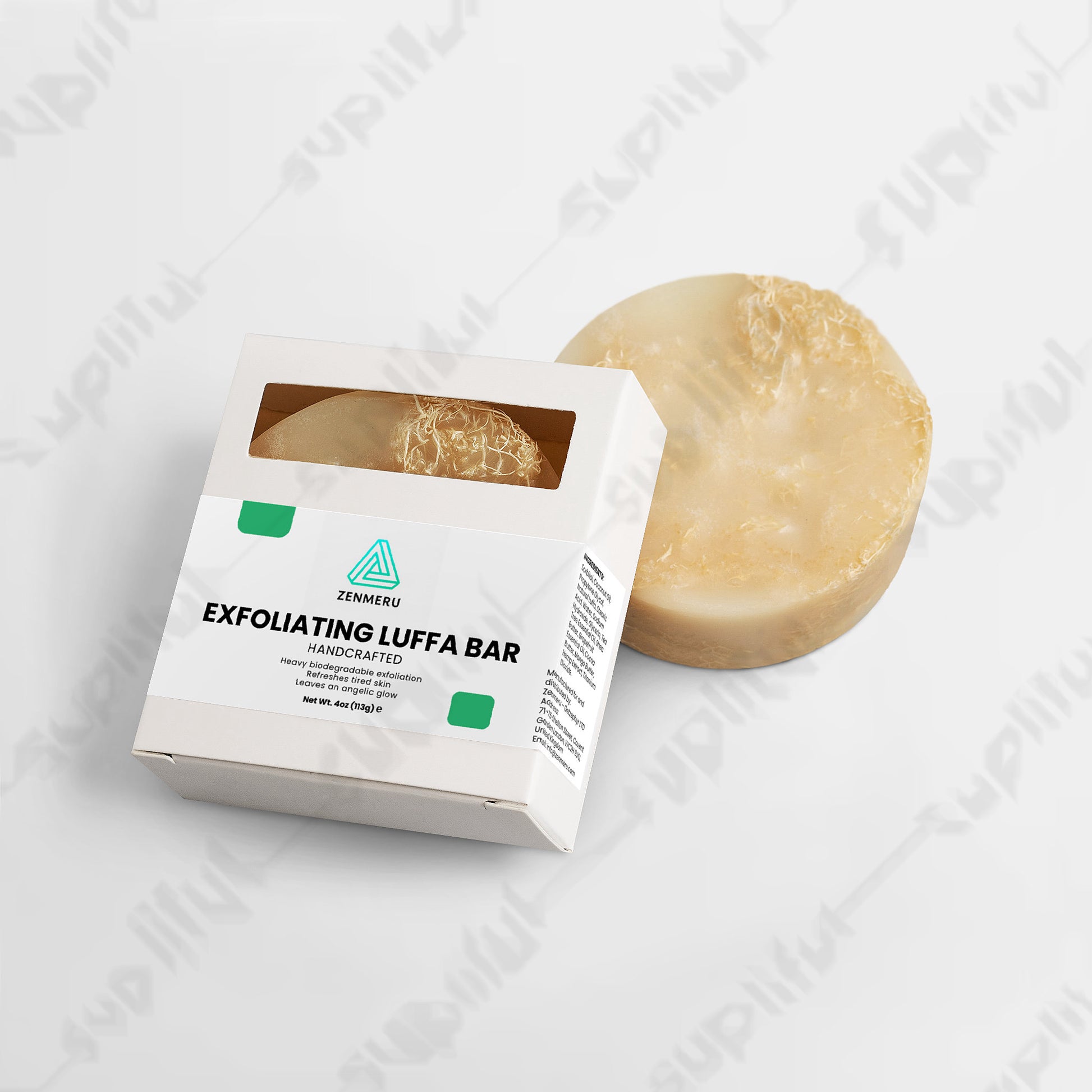 Natural exfoliating luffa bar with hemp extract and tea tree essential oil