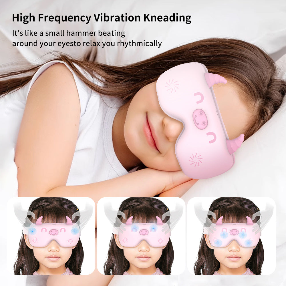 Kids eye relaxer with Bluetooth and gentle heat technology, Smart foldable kids eye relaxer for screen time relief, Portable kids eye relaxer with air compression and vibration