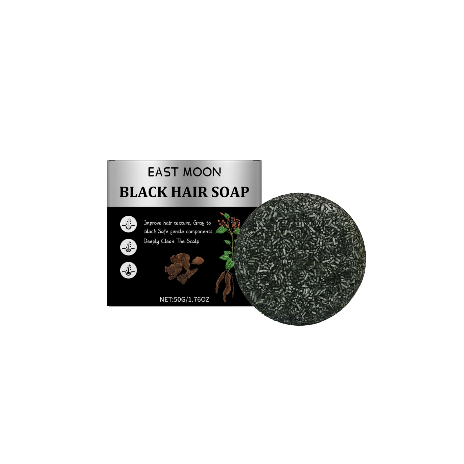 Men Bamboo Charcoal Black Hair Soap solid bar for natural hair care