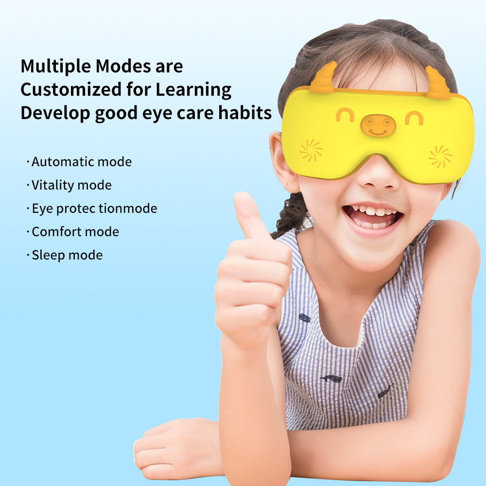 Kids eye relaxer with Bluetooth and gentle heat technology, Smart foldable kids eye relaxer for screen time relief, Portable kids eye relaxer with air compression and vibration