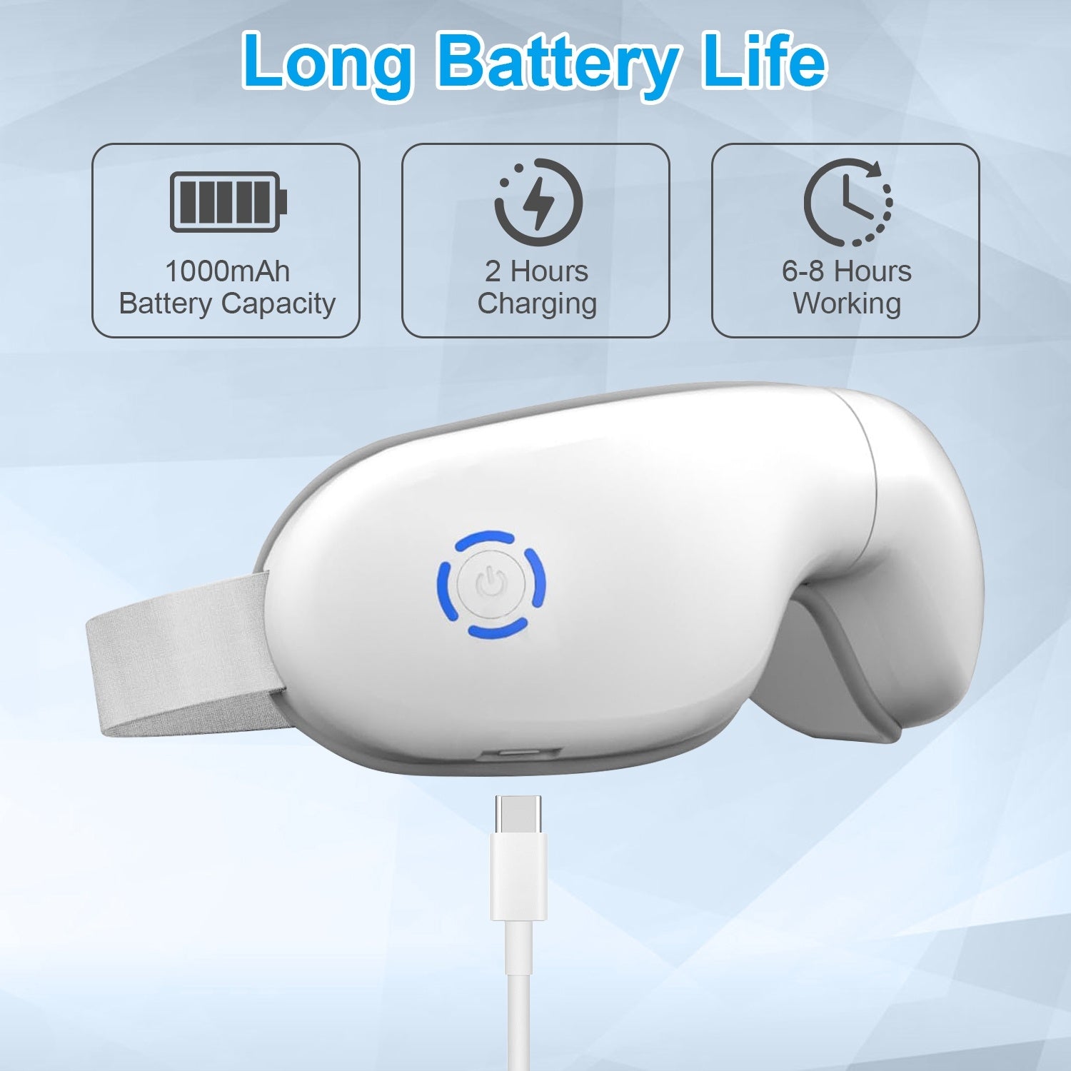 Wireless eye relaxer with heat and air compression technology, Premium wireless eye relaxer with Bluetooth music connectivity, Portable wireless eye relaxer with five relaxation modes