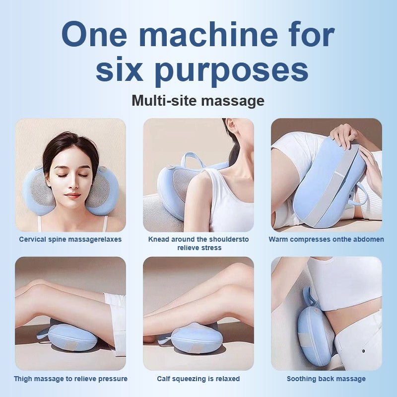 Heated massage pillow with 3D kneading nodes for neck and back relaxation