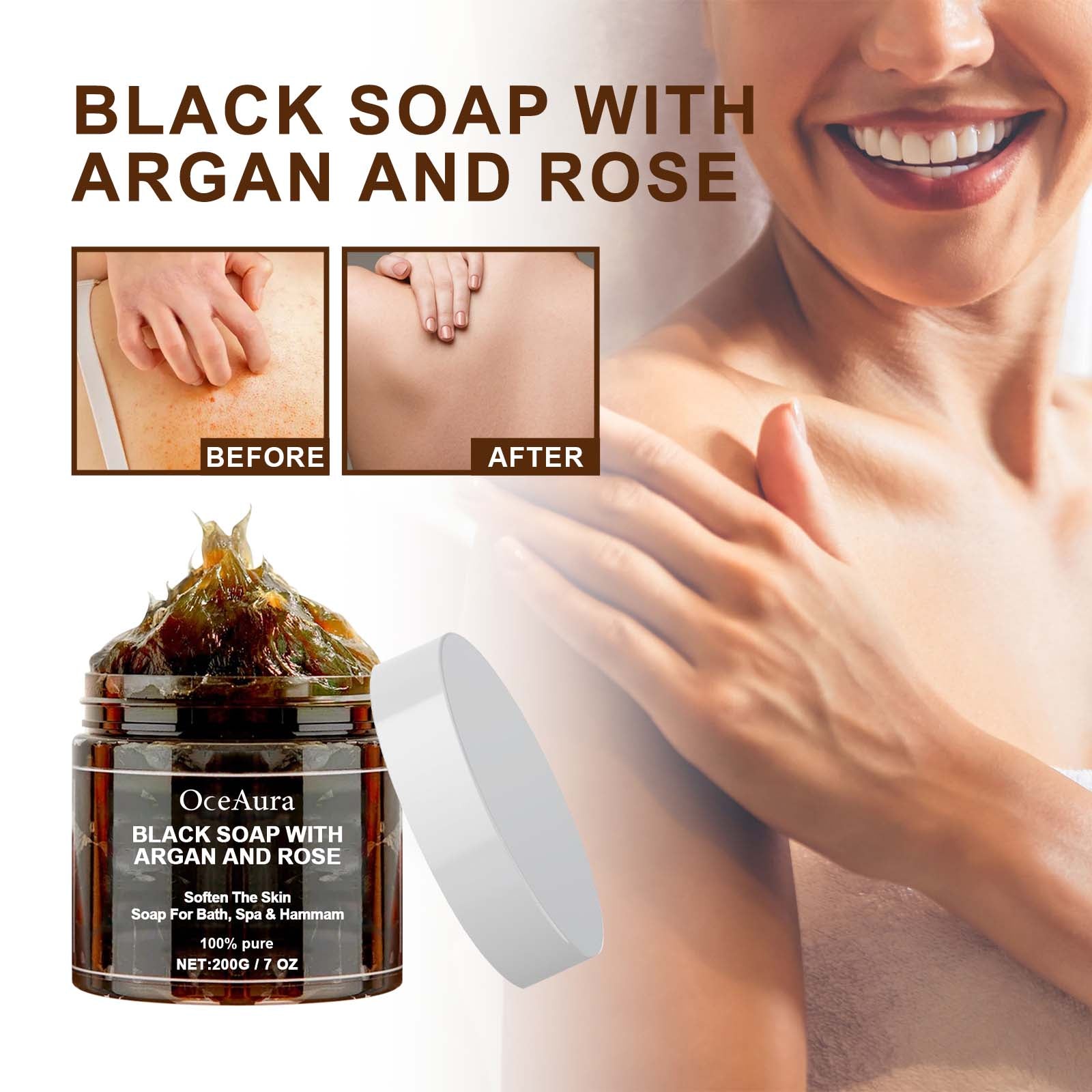Black Soap With Argan And Rose Deep Cleansing Moisturizing Skin Soap for premium skincare