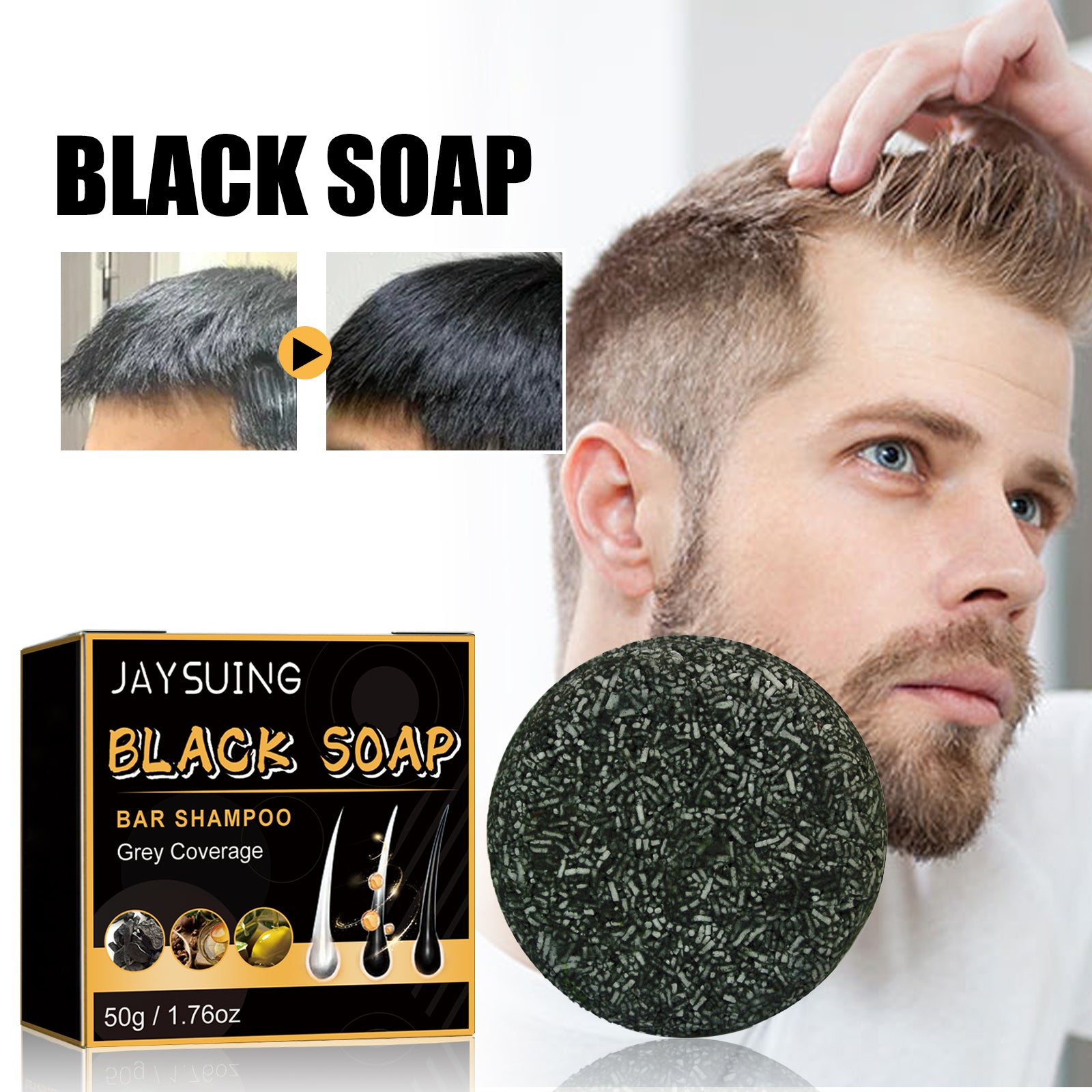 Black Soap Dense Hair Care Clean Scalp Supple Strong Shampoo Soap for natural hair cleansing