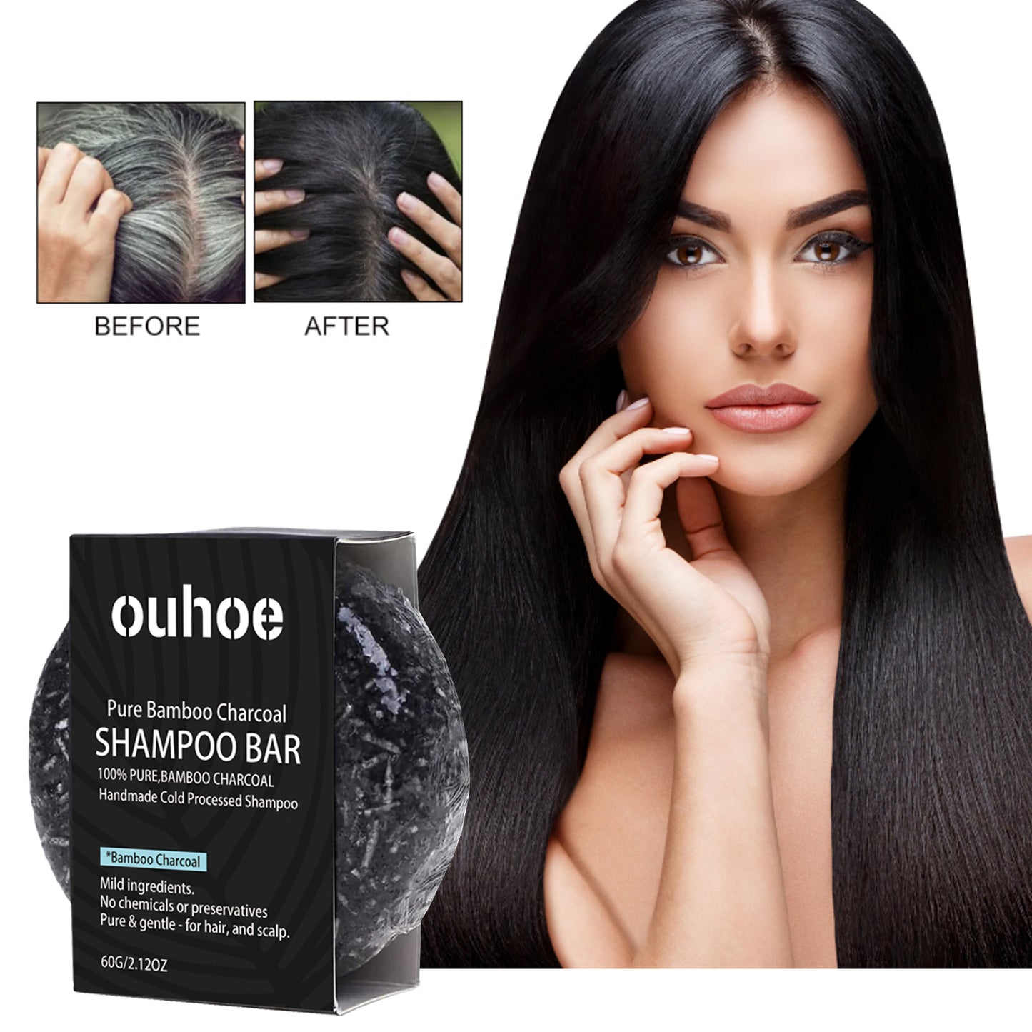 Organic Bamboo Charcoal Shampoo Bar with natural ingredients for deep cleansing