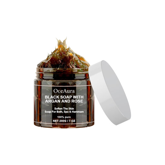 Black Soap With Argan And Rose Deep Cleansing Moisturizing Skin Soap for premium skincare