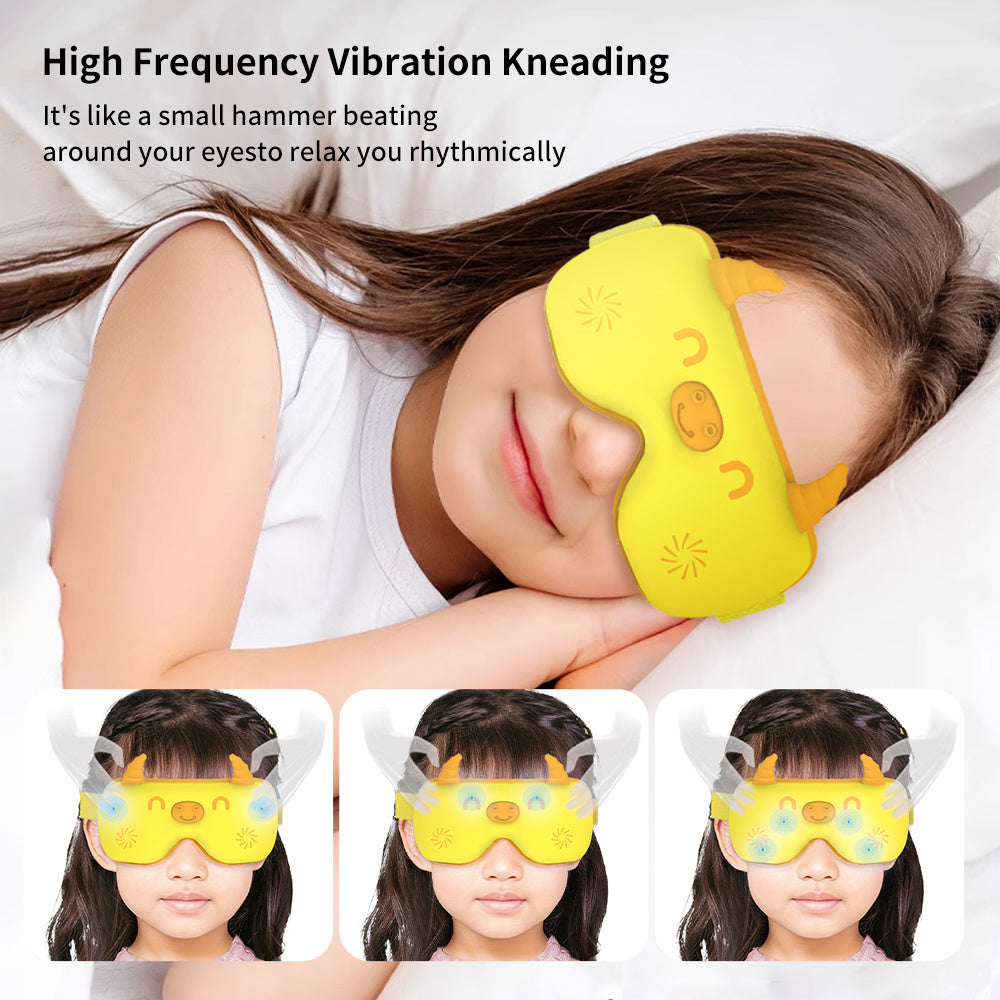Kids eye relaxer with Bluetooth and gentle heat technology, Smart foldable kids eye relaxer for screen time relief, Portable kids eye relaxer with air compression and vibration
