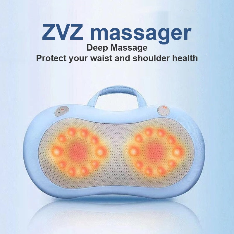 Heated massage pillow with 3D kneading nodes for neck and back relaxation