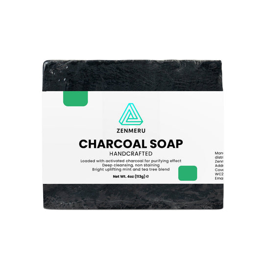 Natural activated charcoal soap bar with peppermint and tea tree essential oils