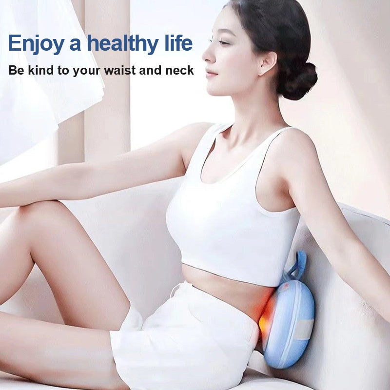 Heated massage pillow with 3D kneading nodes for neck and back relaxation