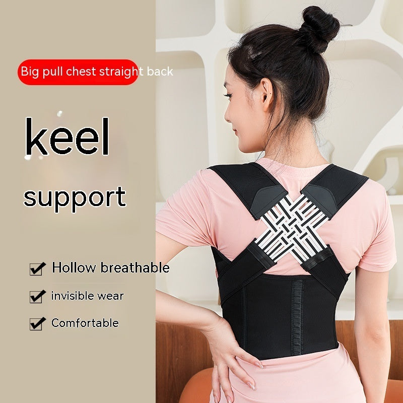 Posture support brace with adjustable straps, Breathable nylon posture support brace for daily wear, Lightweight posture support brace under clothing